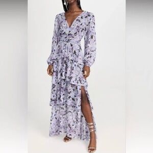 Astr Lavender Floral Long Sleeve Dress